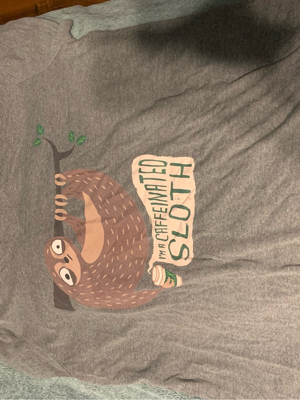 Caffeinated Sloth Graphic Tee - Gray